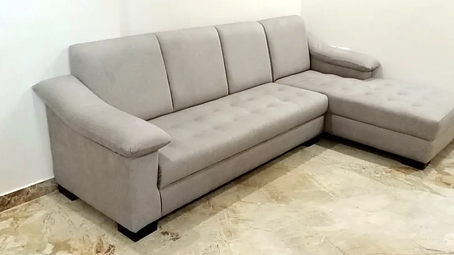 Beige L-shaped sectional built to order