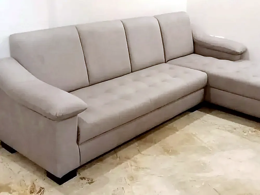 Maitri — beige L-shaped sectional with a chaise