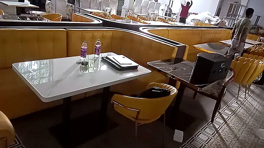 Café booth seating and tables