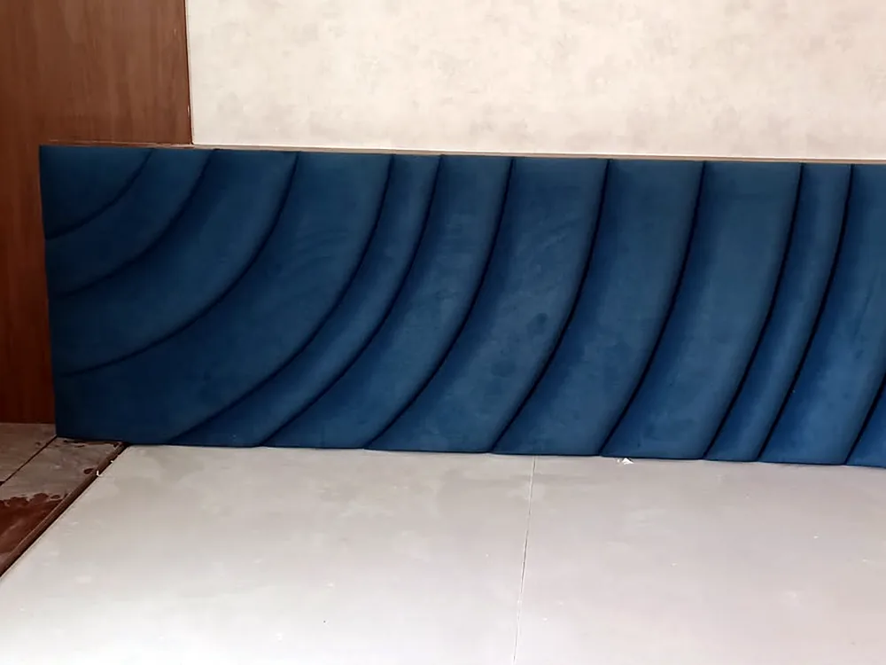A re-covered headboard, ready to go back